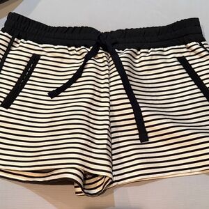 Black and Ivory Striped Women's Shorts